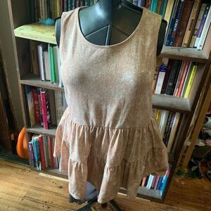 Lularoe tan & white tiered Eliana sleeveless XS babydoll top